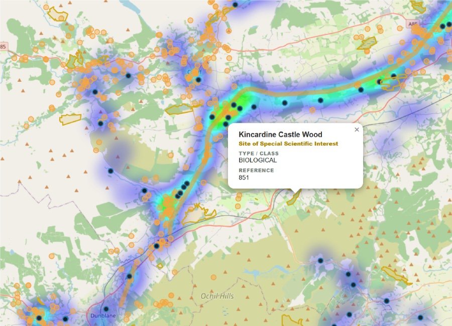 DetectraPro Research heatmap showing archaeological and period evidence