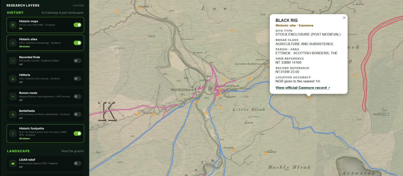 Historic mapping blended with the modern landscape